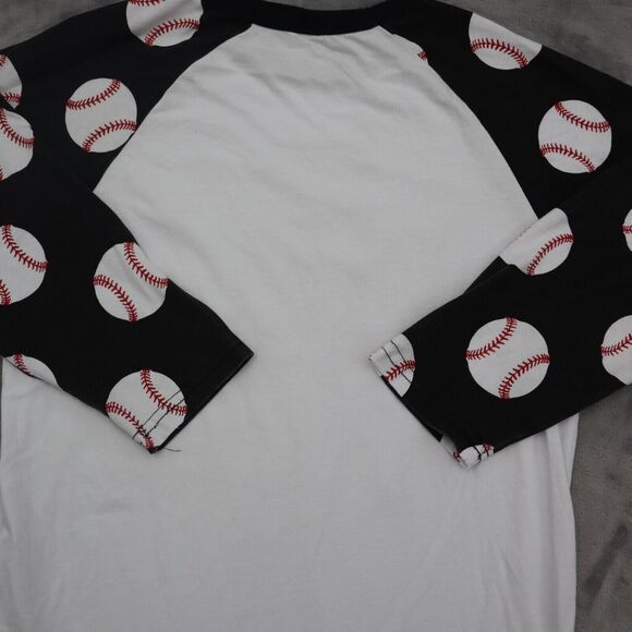 Raglan Shirt Womens M Multicolor Quarter Sleeve Round Neck Graphic Print Tee - Picture 12 of 14